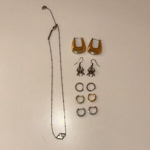 Gold and Silver Jewelry Set with Earrings and Kendra Scott Necklace